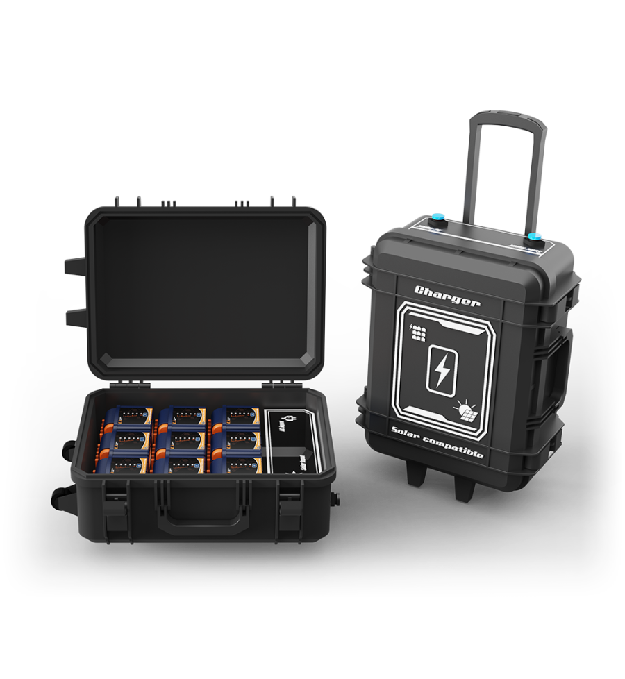 Mobiles Mehrfachladegerät für 9 Akkus